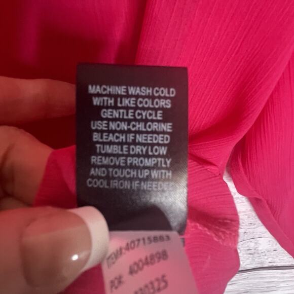 Torrid Chiffon Buton Down Size 1X Long Sleeve Blouse Pink BOHO - Picture 12 of 16